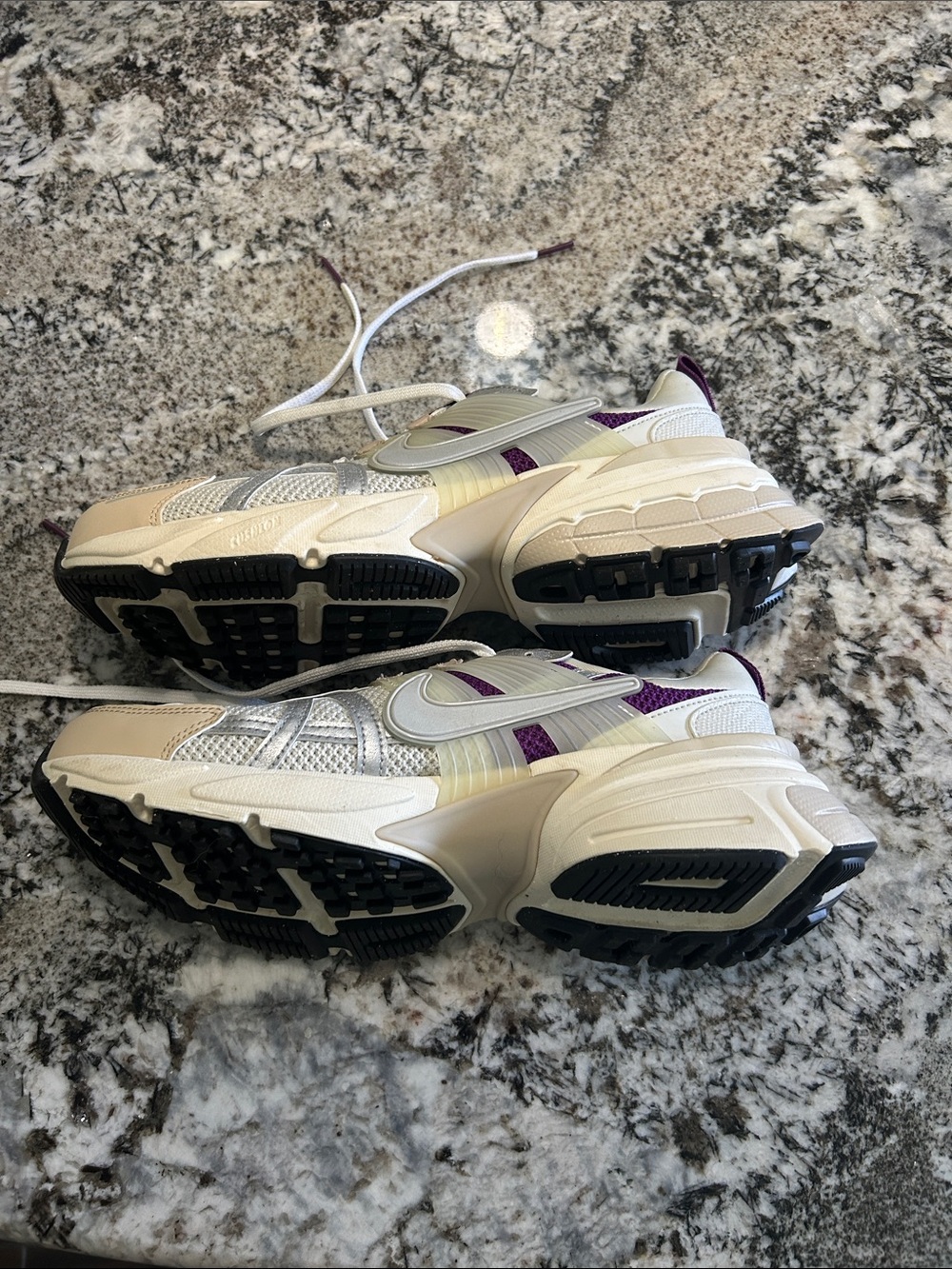 Nike Women's Cream and Purple Athletic Sneakers - Picture 3 of 4